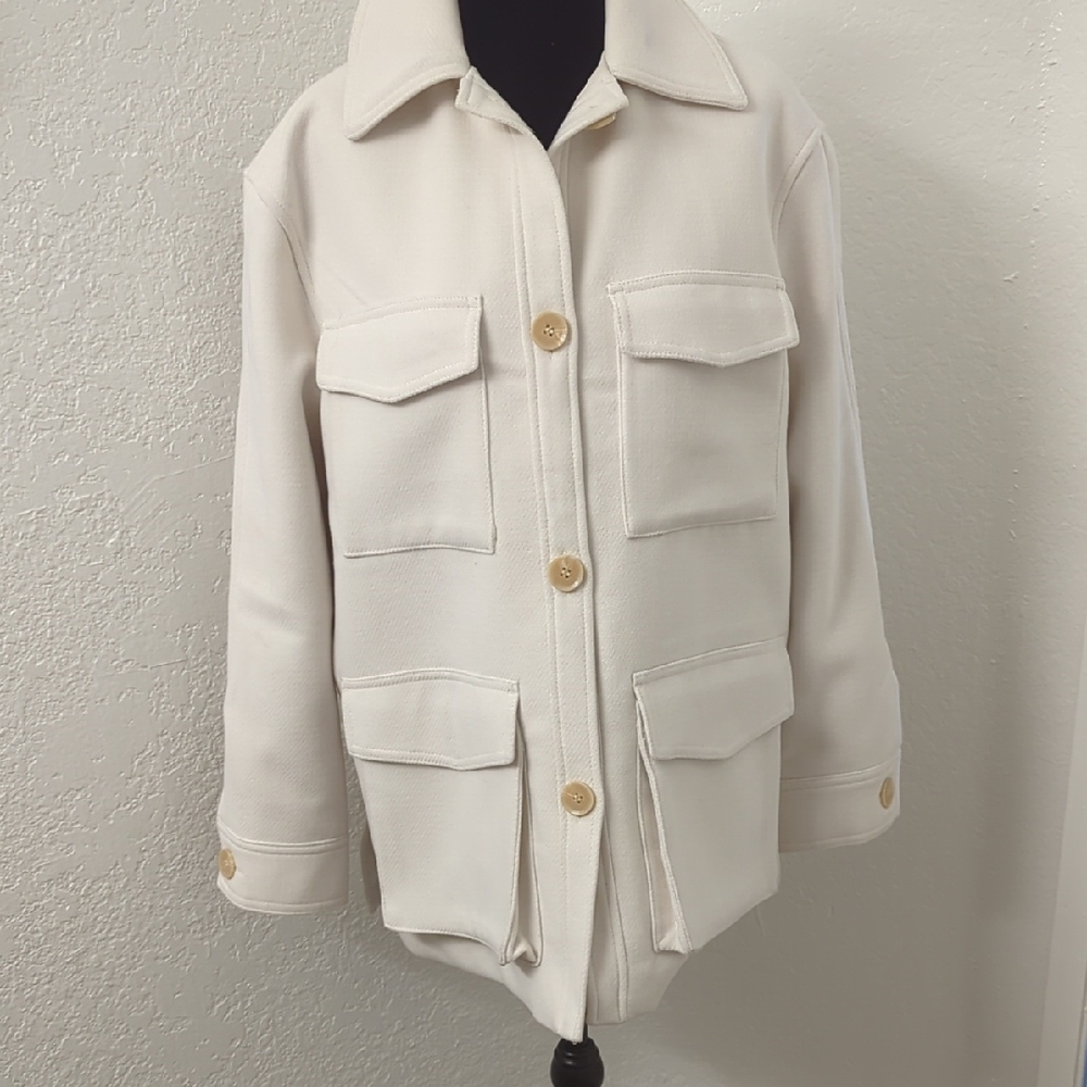 H&M Cream Utility Jacket with Pockets